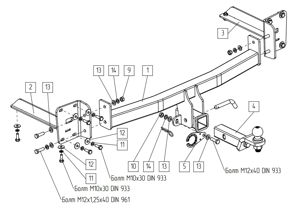 Фаркоп TowRus для Volkswagen Teramont 2022-2026 269092 в Киров