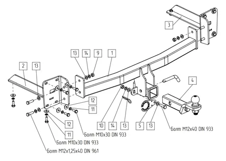 Фаркоп TowRus для Volkswagen Teramont 2022-2026 269092 в Киров