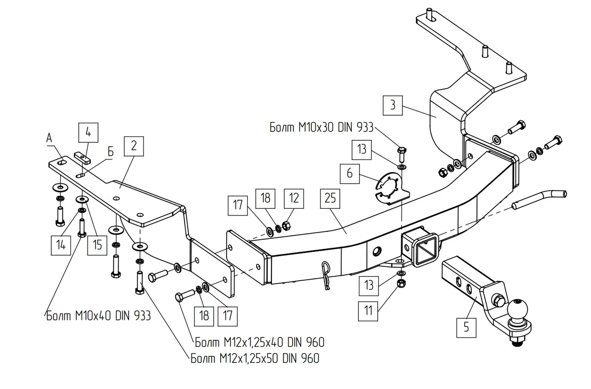 Фаркоп TowRus для Toyota Hidhlander 2019-2026 109180 в Киров