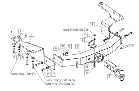 Фаркоп TowRus для Toyota Hidhlander 2019-2026 109180 в Киров